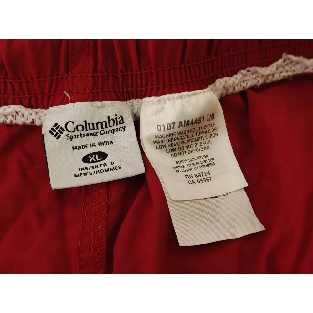 Columbia Sportswear Mens Red Nylon Mesh Lined Hiking Swim Shorts XL AM4451
